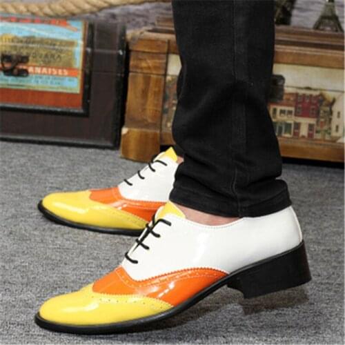 Luxury Brand Men Pointed Toe Oxfords Shoes Wedding Party Brogue Shoes Men Dress Shoes Male Genuine Leather Formal Business shoes