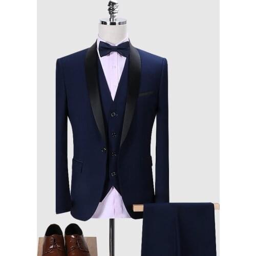 3 Pcs Costume Homme Mens Blazer Suit Ensembles Homme Slim Fit Coat Pants Formal Business Evening Dinner Wedding Groom Mens Suits
