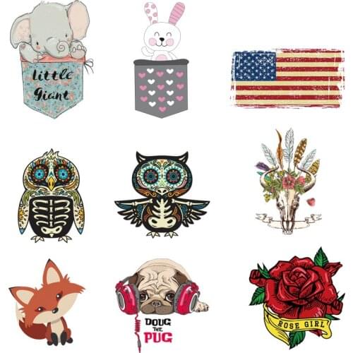 Set Of Iron On Patch For Clothes 9 Pieces/Lot Cute Animal Roes Flower Small Patches Children Sticker On T-shirt Accessory Z-06