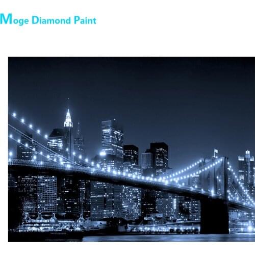 Night Brooklyn Bridge Light Diamond Painting Round Full Drill Nouveaute DIY Mosaic Embroidery 5D Cross Stitch Scenic Pattern