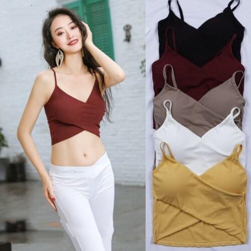 New summer belly dance practice clothes sexy cotton bra strap with chest pad removable chest pad five colors