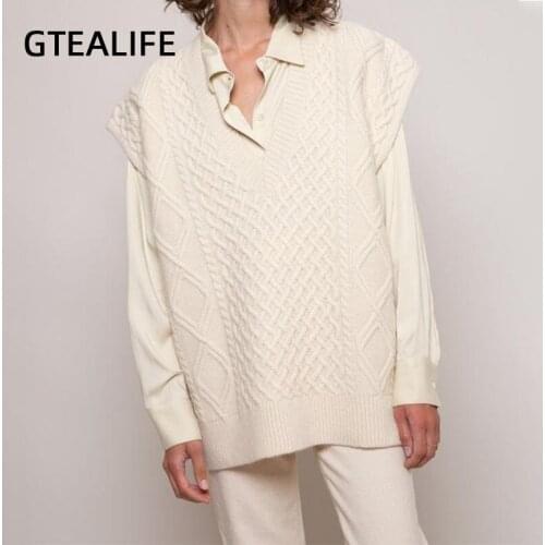 New Fashion Women Vest Simple All-match Style V-neck Knitted Sweater Leisure Student Sleeveless Female Vintage sweater waistcoat