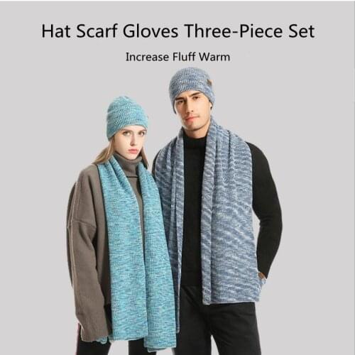 2021 Autumn And Winter Scarves Knitted Hat Three-Piece Suits Tie-Dyed Wool Hat Scarves Gloves Can Be Customized LOGO