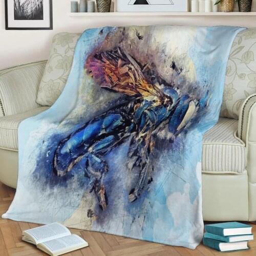 Bee Flannel Throw Blanket 3D Printed Keep Warm Sofa Child Blanket Home Decor Textiles Dream Family Gift