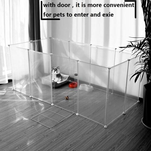 Portable Pet Playpen DIY Small Animals Metal Wire Crate Kennel Pet Fence Safe Guard Cats Door Playpen Cage Products /pink