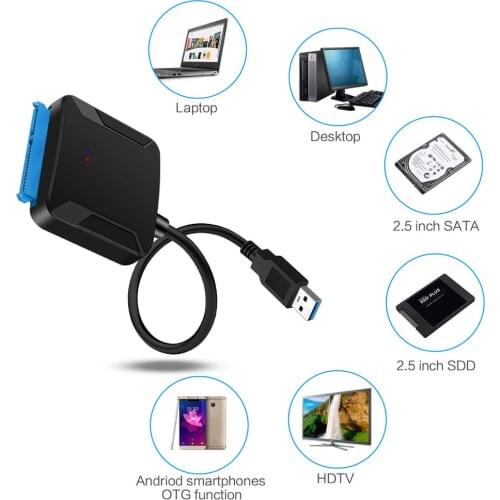 Latest SATA USB3.0 Adapter Cable Converter 22 Pin USB 3.0 To SATA Cable Adapter For 2.5 Inch 3.5 Inch HDD SSD Hard Disk