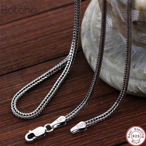 100% S925 Sterling Silver colour Simple Retro Chains Necklaces for Women Men Couple Cool Punk Fashion 1.6mm 18-30 inch Jewelry