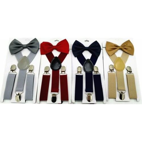 Adjustable and Elasticated Kids Suspenders With Bowtie Bow Tie Set Matching Outfits For Children Boys Suit Clothes Accessories