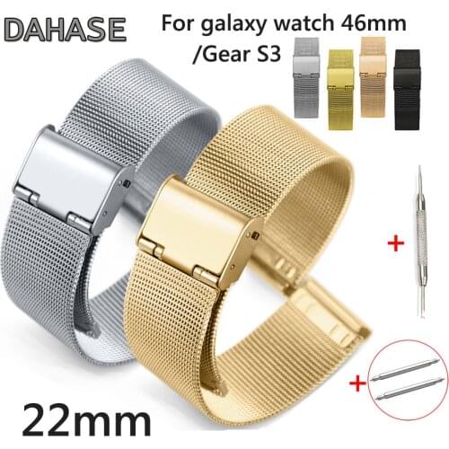 22mm Stainless Steel Buckle ML Loop Meshed Watch Strap For Samsung Galaxy Watch 46mm Band for Gear S3 Belt with Pins JK04