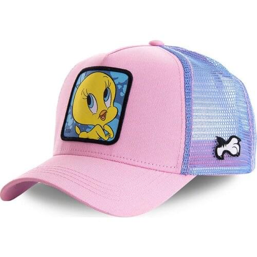TiTi Pink Mesh Hat Summer Baseball Cap Women Men Snapback Cartoon TweetyBird Net Hat Drop Shipping
