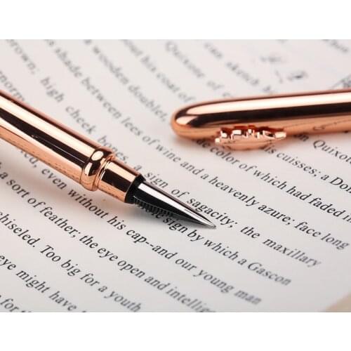 Fashion Elegant Rose Gold 0.5mm Fountain Pen with Gift Box High-end Metal Ink Pens for Student Women Writing Stationery