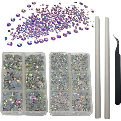 SS6-SS30 Hotfix Rhinestones 5040pcs Crystals Nail Rhinestones For Crafts Round Glass Stones Gems With Tweezers and Pen