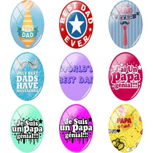 JWEIJIAO Best Dad Fathers Day Photo Oval Shaped 18x25 mm Glass Cabochon Dome 5pcs/lot Glass Flat Back Fashion DIY Jewelry A911
