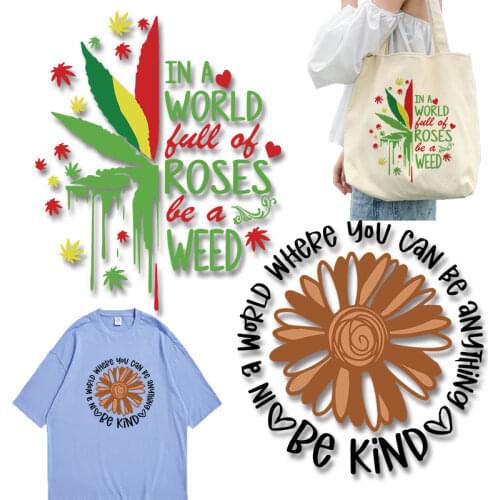 Flowers and Plants Letter Stickers Heat-sensitive patches Heat Transfer printing stickers t shirts Iron-on Transfers