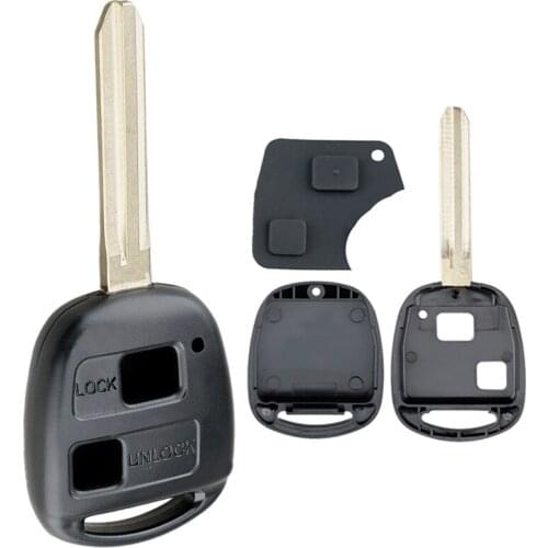 TOY43 Car Remote 2 Buttons Key Shell with Rubber Button Pad Replacement Fit for Toyota-Yaris-Prado-Tarago-Camry Corolla