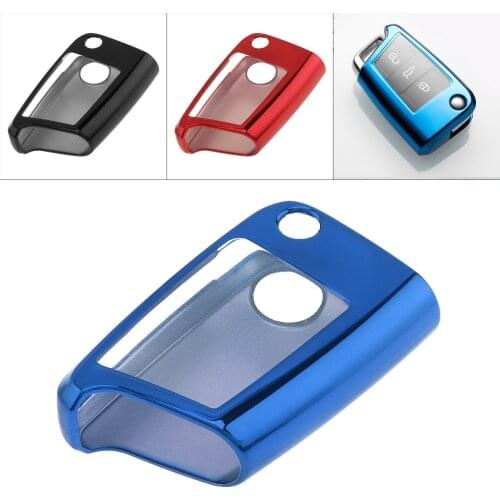 TPU 3 Colors Folding Car Key Case Protector Holder-Volkswagen Fit for Golf 7 MK7 Seat Ibiza Leon FR2 Altea-Aztec-Skoda-Octavia