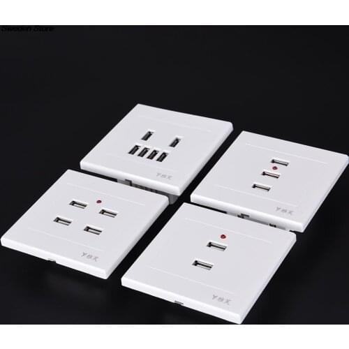 USB DC 2/3/4 /6Ports 5V 3.1A Electric Wall Charger Dock Station Socket Power Outlet Panel Plate Switch Power Adapter Plug NEW