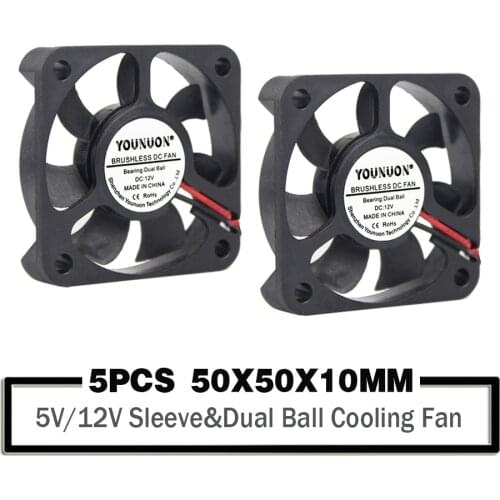 5PCS 50mm 50x50x10mm Fan 5010 5V 12V Cooling Fan 2PIN 3Pin 5cm PC Laptop Computer Industrial Cooler Fan Heatsink Fans