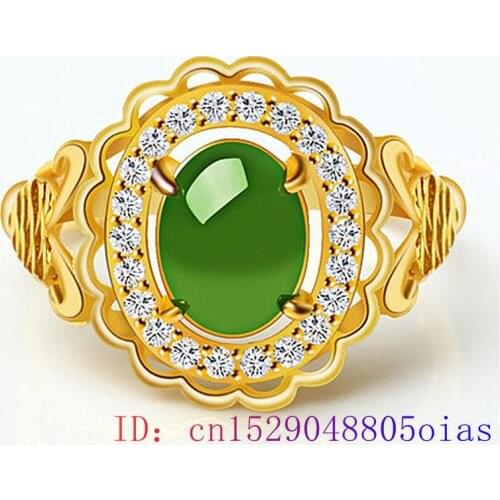 Green Jade Ring Natural Gemstone Women Amulet Jewelry Fashion Zircon Men Charm Crystal Chalcedony 925 Silver Gifts