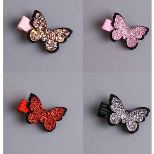 1pcs New Cute Baby Girls Hair Accessories Sequins Heart Butterfly Barrettes Glitter Stars Clip Pin Kids Children Hairpin