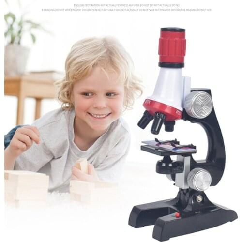 100X 400X 1200X Microscope Kit Science Lab LED Kids Biological Microscope Home School Educational Toys Child Optical Instruments