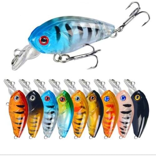 2pcs/lot 4.5cm 4g 9 Colors Artificial Bait hard slow sinking mini crank minnow fishing lure