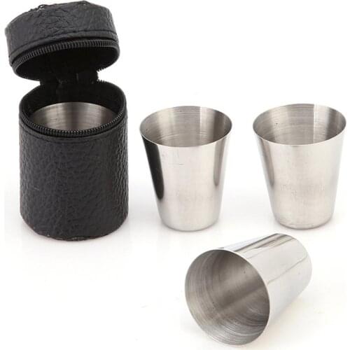 4Pcs/Set Mini 30ml Portable Stainless Steel Wine Cups Travel Drinking Bottle