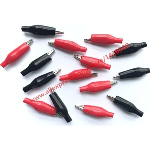 50pcs 35MM Metal Alligator Clip G98 Crocodile Electrical Clamp For Testing Probe Meter Black Red With Plastic Boot
