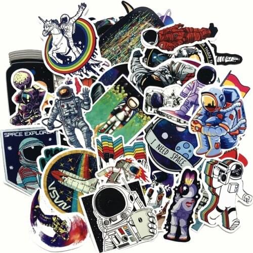 TD ZW 50Pcs Outer Space Astronaut Stickers For Suitcase Skateboard Laptop Luggage Fridge Phone Car Styling DIY Decal Sticker