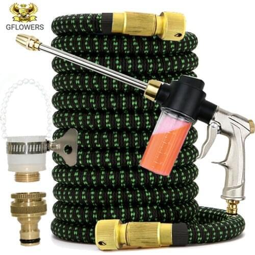 Large Garden Hose Pipe Expandable Flexible Used For High Pressure Car Wash Magic Hose, Metal Spray Gun, Outdoor Garden Watering