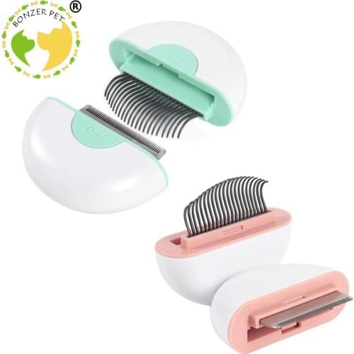Bonzerpet Pet Hair Removal Comb Dog Short Medium Hair Dematting Brush Accessories Stainless Steel Comb for Cats Grooming Tool