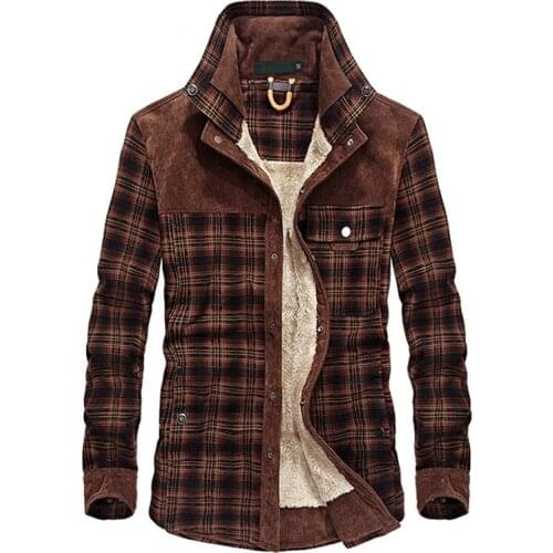 Brand Winter Jacket Men Thick Warm Fleece Jacket Coat Male Plaid Military Jackets Pure Cotton Cashmere Outwear Size M-3XL