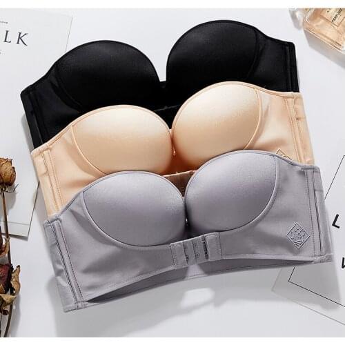 Strapless Bra Push Up Bra Women Front Buckle Sexy Bralette Push Up bra Pitted bra Female Invisible Underwear Intimates