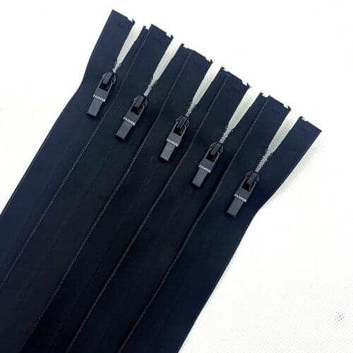 5 Pieces of 20-70cm 3# Open End Black Waterproof TPU Nylon Zipper, Used For Handicrafts, Sewing Bags, Clothing Accessories