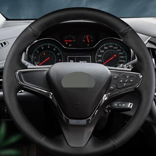 DIY Black Anti-slip And Wear-resistant Faux Leather Car Accessories Steering Wheel Cover For Chevrolet Cruze 2015 2016 2017