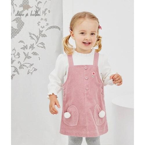 DBJ14539-2 dave bella autumn baby girls princess floral pockets dress lolita party suspenders dress toddler children clothes
