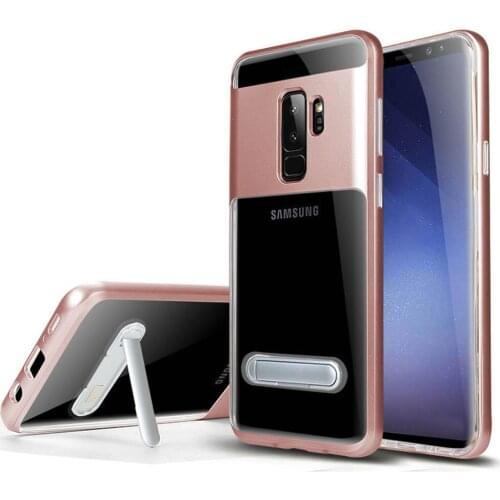 For Samsung Galaxy S9 Plus S9+ Ultra Thin Dual Layer Armor Clear Case With Kickstand Anti Shock Soft TPU & Hard PC Back Cover