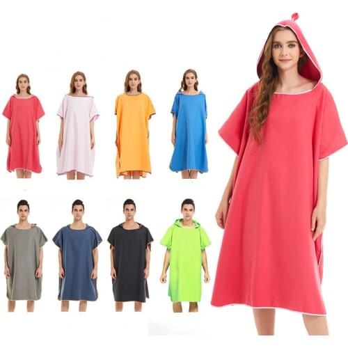 Microfiber Double-sided Fleece Hooded Quick-drying Absorbent Cloak Bath Towel Beach Hot Spring Dressing Bathrobe