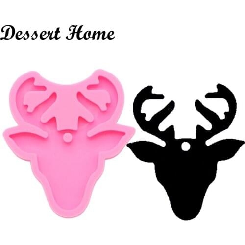 DY0093 DIY Christmas elk shape epoxy resin molds Deer head silicone mold for keychains Jewelry Making Accessories Tools