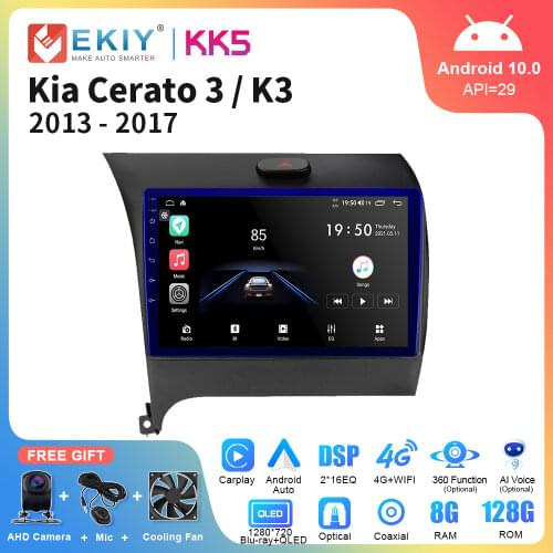 EKIY 1280*720P Android 10 Car Multimedia Radio For KIA Cerato K3 Forte 2013-2016 Stereo GPS Navigation Smart Auto Audio Player