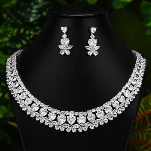 GODKI Exclusive 2020 Shining Clear Crystal Trendy Necklace Earrings 2 PCS Jewelry set Tassel Dubai Fine Jewelry Sets for Ladies