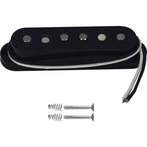 FLEOR Staggered Vintage Alnico 5 Single Coil Pickup Electric Guitar Neck Pickup Fiber Bobbin Cloth Cable Guitar Parts Black