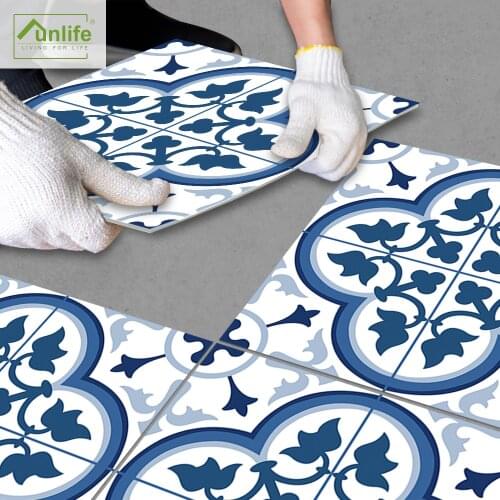 Funlife® Navy Blue Clover Easy to Clean DIY Floor Stickers Kitchen Bath Decor Waterproof Self-Adhesive Anti-Slip Ground Stickers