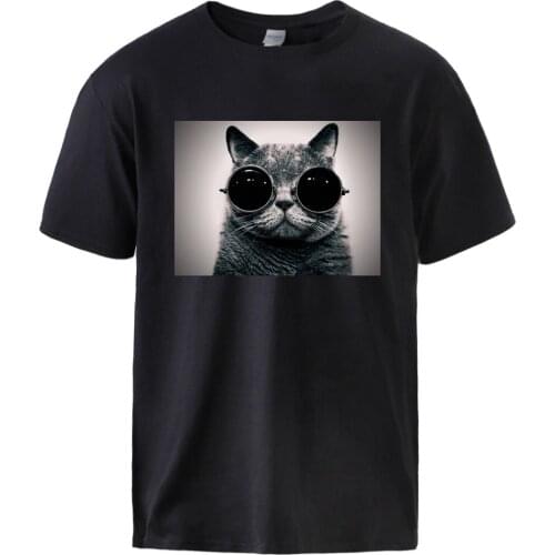 Cool Cute Cat Tops for Man 2021 Spring Summer Cotton Tshirts Cool Vintage Man Brand Short Sleeve Tshirt Tee Homme Casual Top Tee