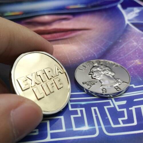 Ready Player One Extra Life Coin Quarter Prop Commenorative Coin Collection Gift Game Coins Collectibles for Fans Gold Plated