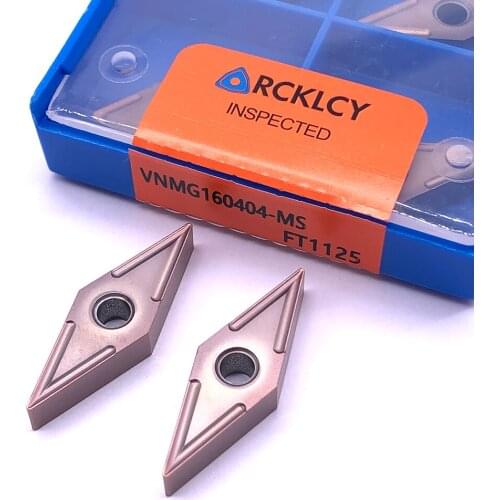 10pcs RCKLCY Carbide Inserts VNMG160404 MS FT1125 Lathe Turning Tools Tungsten Blade Machining stainless steel