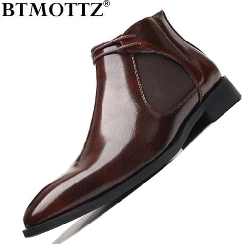 Leather Men Formal Dress Shoes Classic Brand Mens Boots Pointed Dress Wedding Party Shoes Luxury Designer Mens Boots Moccasins