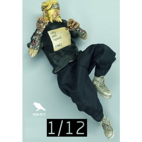 Best Sell Scale 1/12th CROWTOYS Loose Fat Black Pants Trousers For Usual 6inch Doll Action Collectable