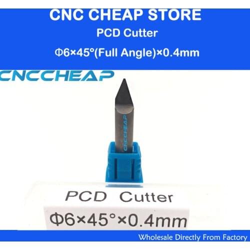 6mmx45 Degreex0.4mm V Carve Diamond PCD Tool Router Bit CNC End Mill Set, PCD Diamond CNC End Mill Bits Cutter for Granite Stone