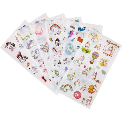 6 Pcs/pack Happy Unicorn Stickers Decorative Stationery Craft Stickers Scrapbooking DIY Stick Label